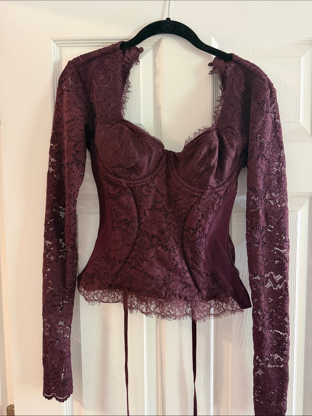 Ta3 Lace Corset Top in Deep Burgundy